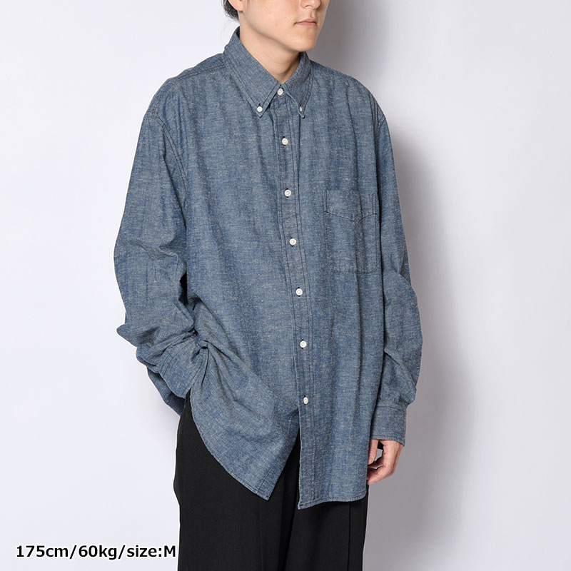 CHAMBRAY BUTTON DOWN SHIRTS -Cotton slub- -2.COLOR-