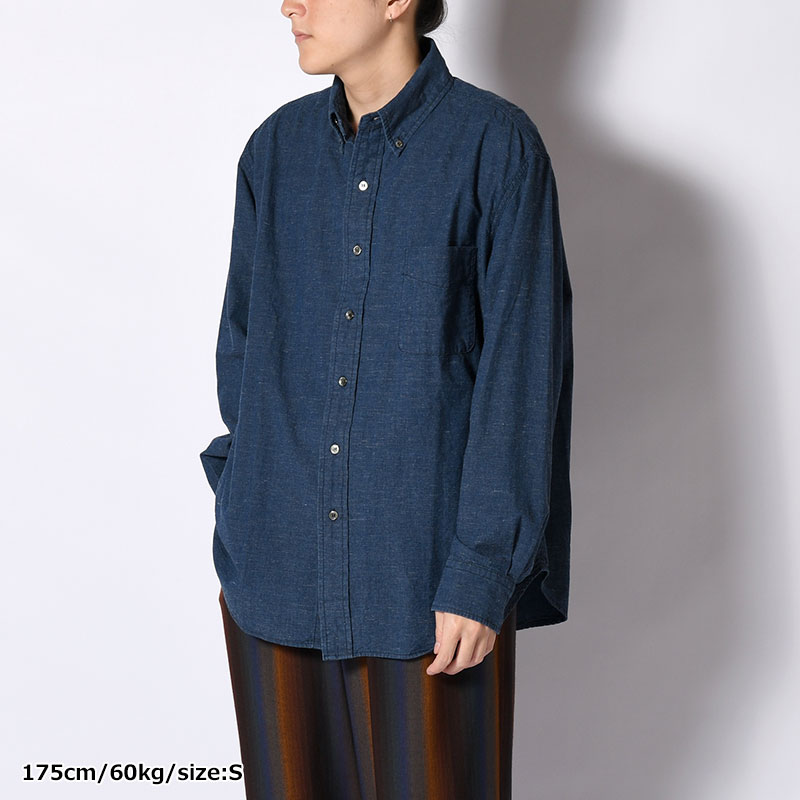 CHAMBRAY BUTTON DOWN SHIRTS -Cotton slub- -2.COLOR-