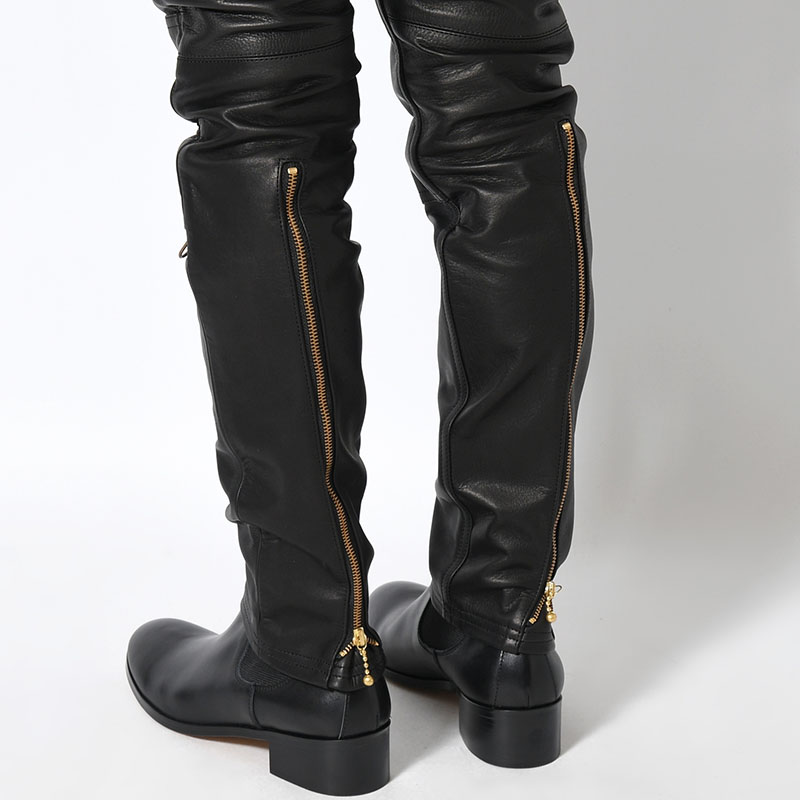 LEATHER PANTS -BLACK-
