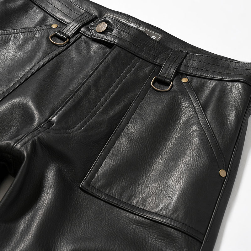 LEATHER PANTS -BLACK-