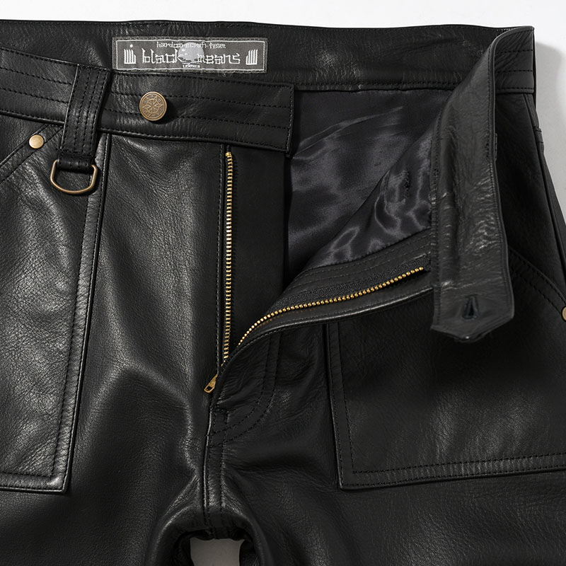 LEATHER PANTS -BLACK-