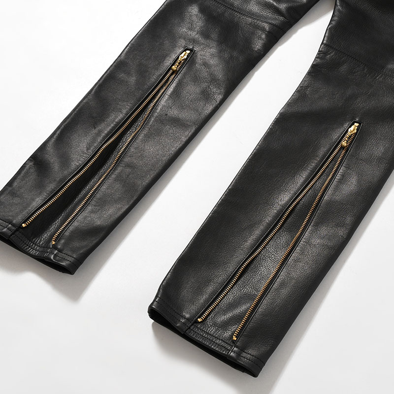 LEATHER PANTS -BLACK-