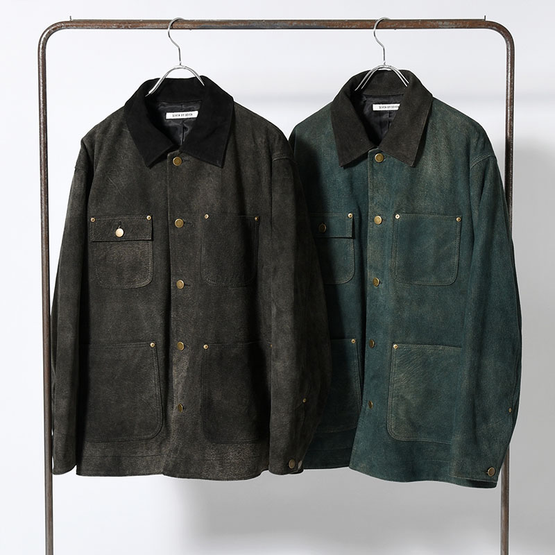 LEATHER MICHIGAN CHORE COAT -Goat suede Antique finish- -2.COLOR-