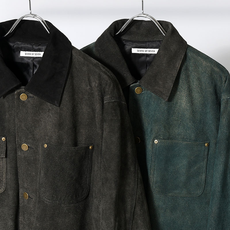 LEATHER MICHIGAN CHORE COAT -Goat suede Antique finish- -2.COLOR-