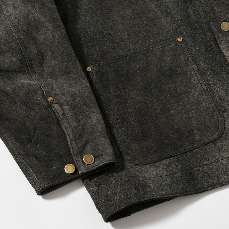 LEATHER MICHIGAN CHORE COAT -Goat suede Antique finish- -2.COLOR-