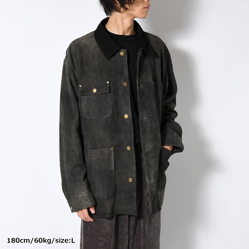 LEATHER MICHIGAN CHORE COAT -Goat suede Antique finish- -2.COLOR-