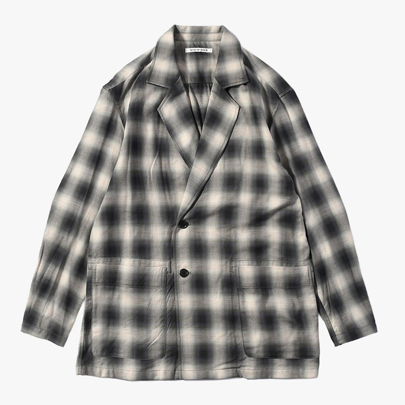 OMBRE CHECK DOUBLE BREASTED SHIRTS JACKET -Cotton Yak- -CHECK-