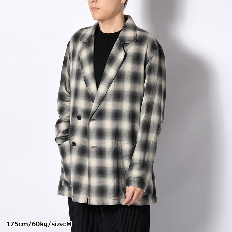 OMBRE CHECK DOUBLE BREASTED SHIRTS JACKET -Cotton Yak- -CHECK-