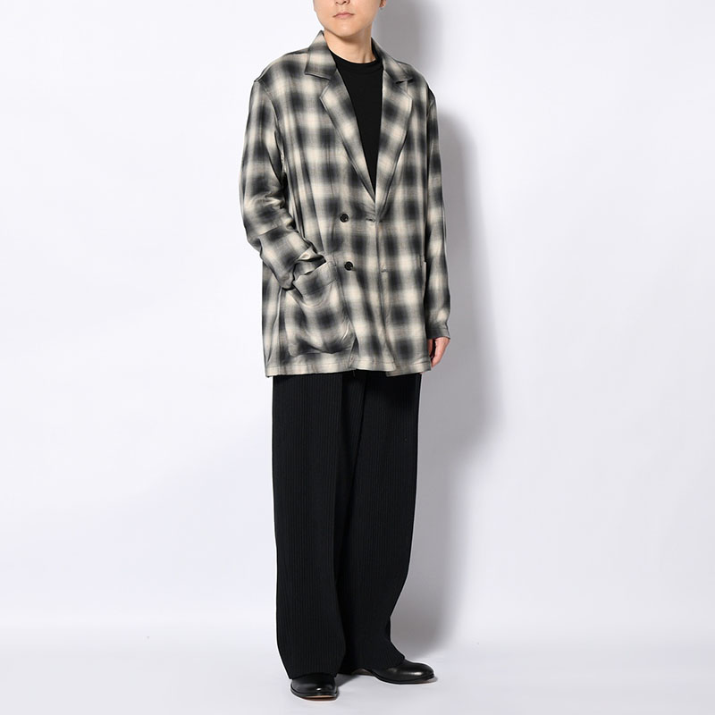 OMBRE CHECK DOUBLE BREASTED SHIRTS JACKET -Cotton Yak- -CHECK-