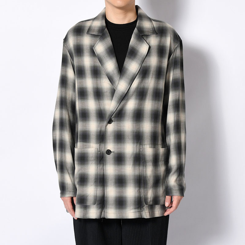 OMBRE CHECK DOUBLE BREASTED SHIRTS JACKET -Cotton Yak- -CHECK-