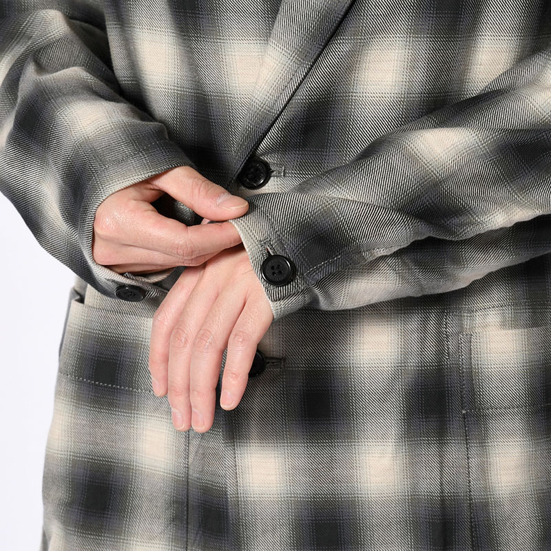 OMBRE CHECK DOUBLE BREASTED SHIRTS JACKET -Cotton Yak- -CHECK-
