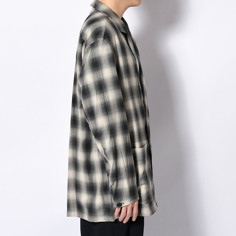 OMBRE CHECK DOUBLE BREASTED SHIRTS JACKET -Cotton Yak- -CHECK-