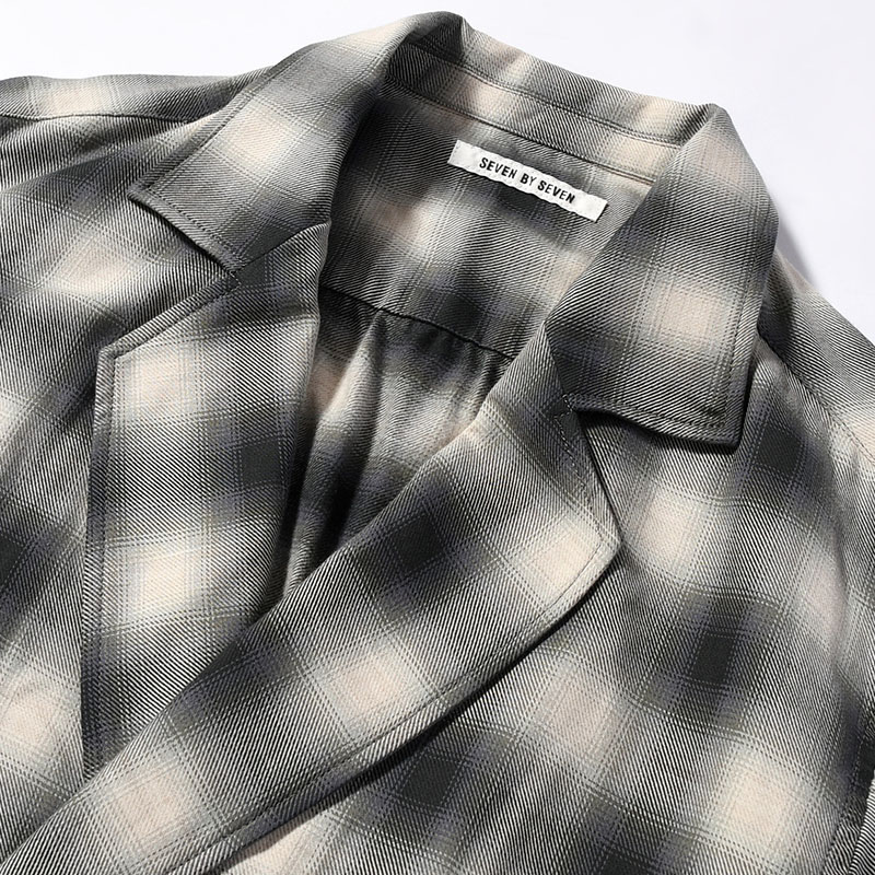 OMBRE CHECK DOUBLE BREASTED SHIRTS JACKET -Cotton Yak- -CHECK-