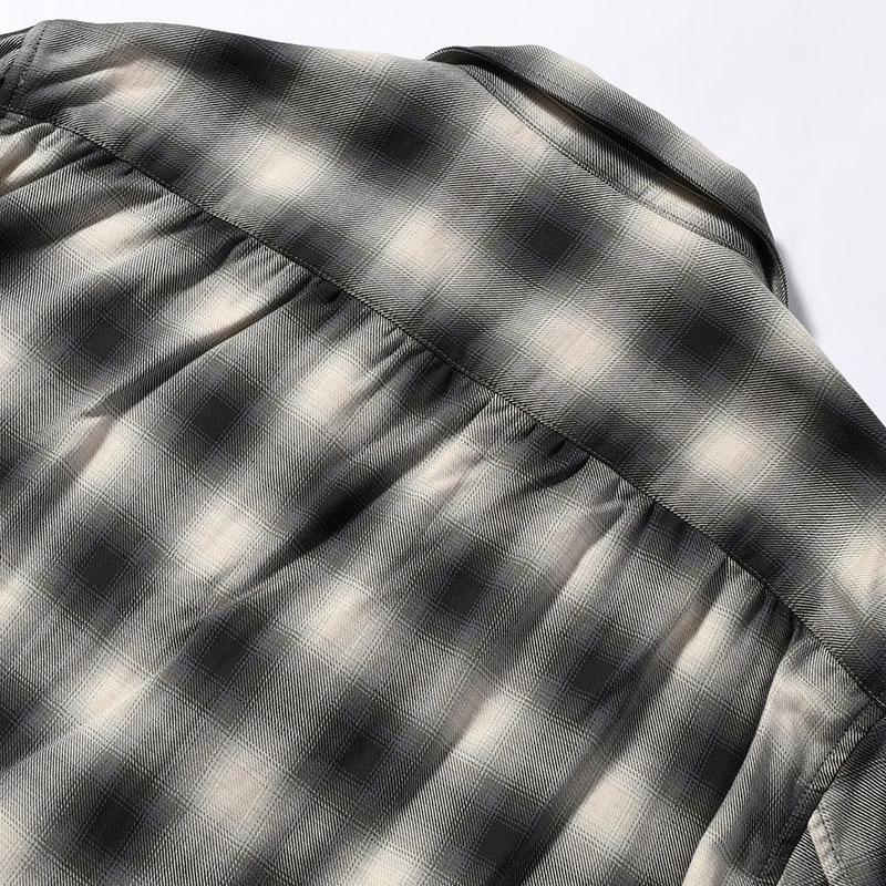 OMBRE CHECK DOUBLE BREASTED SHIRTS JACKET -Cotton Yak- -CHECK-