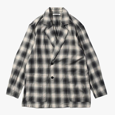 OMBRE CHECK DOUBLE BREASTED SHIRTS JACKET -Cotton Yak- -CHECK-