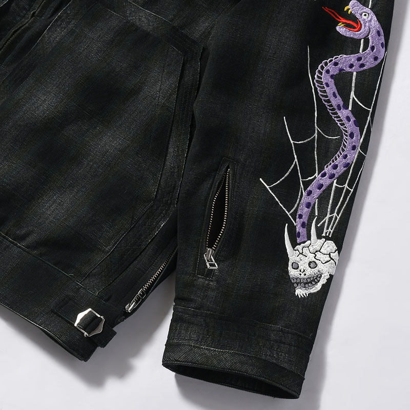 CORDUROY 蛇刺繍 JACKET -BLACK-