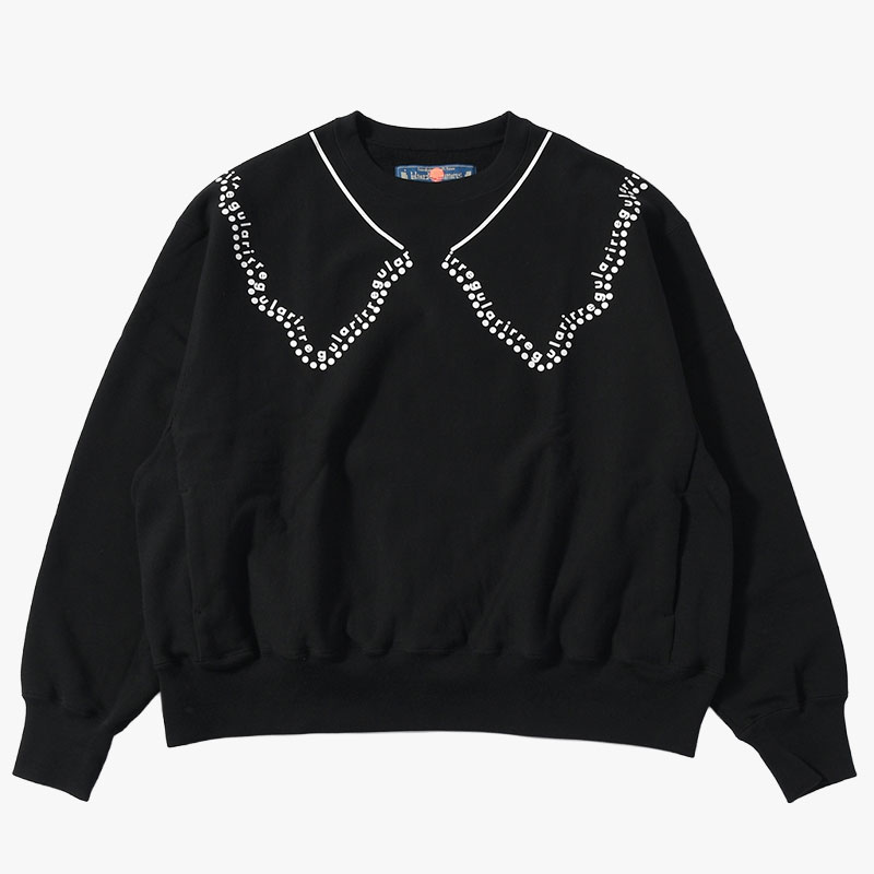 irregular CREW SWEAT short -BLACK-