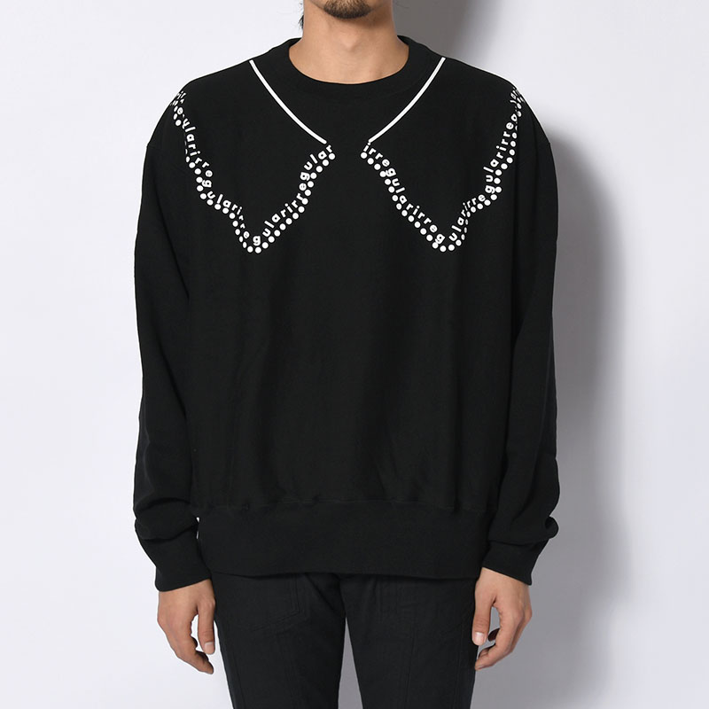 irregular CREW SWEAT short -BLACK-