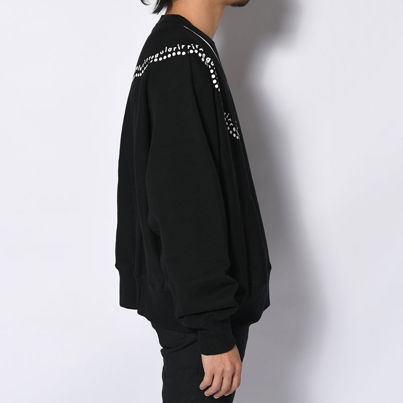 irregular CREW SWEAT short -BLACK-