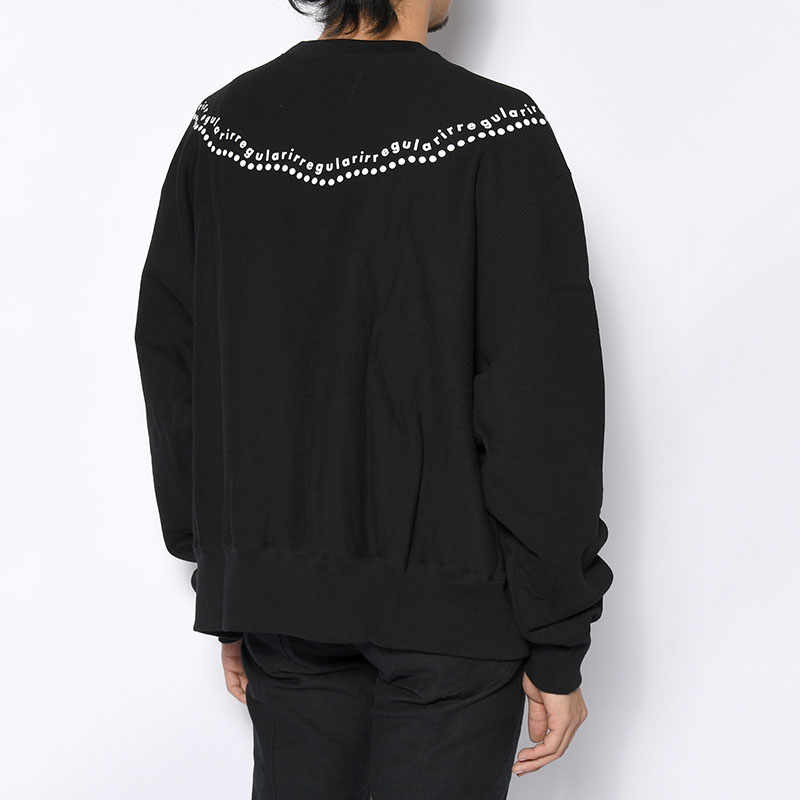 irregular CREW SWEAT short -BLACK-
