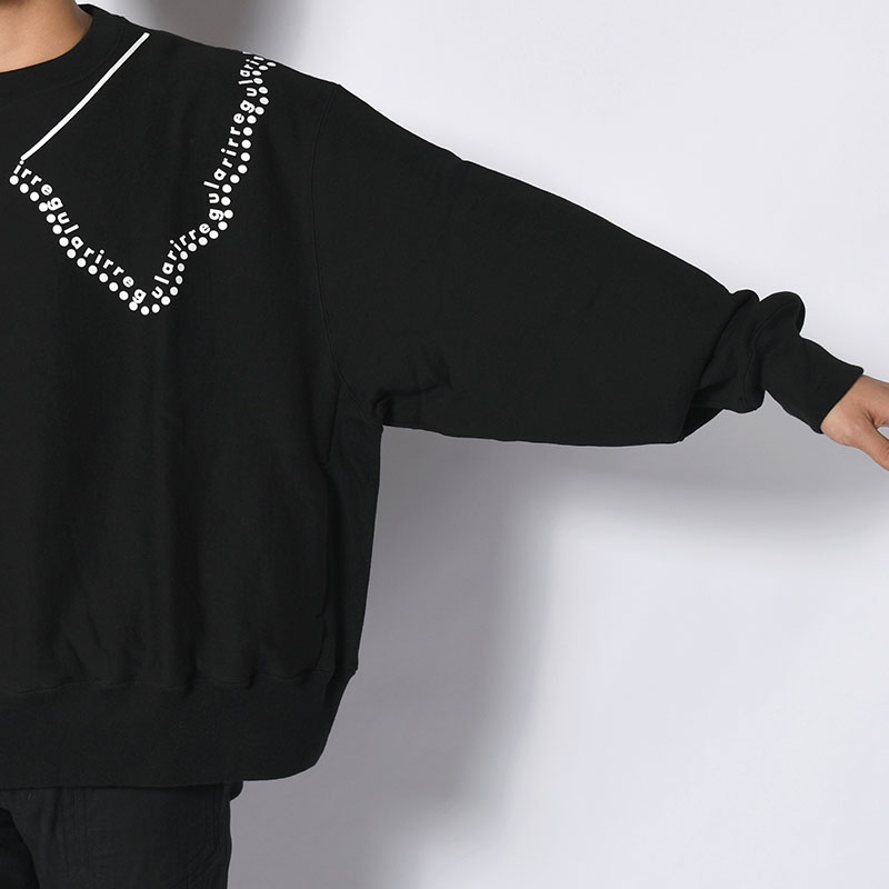 irregular CREW SWEAT short -BLACK-