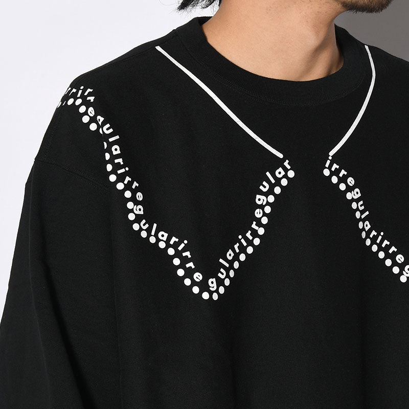 irregular CREW SWEAT short -BLACK-