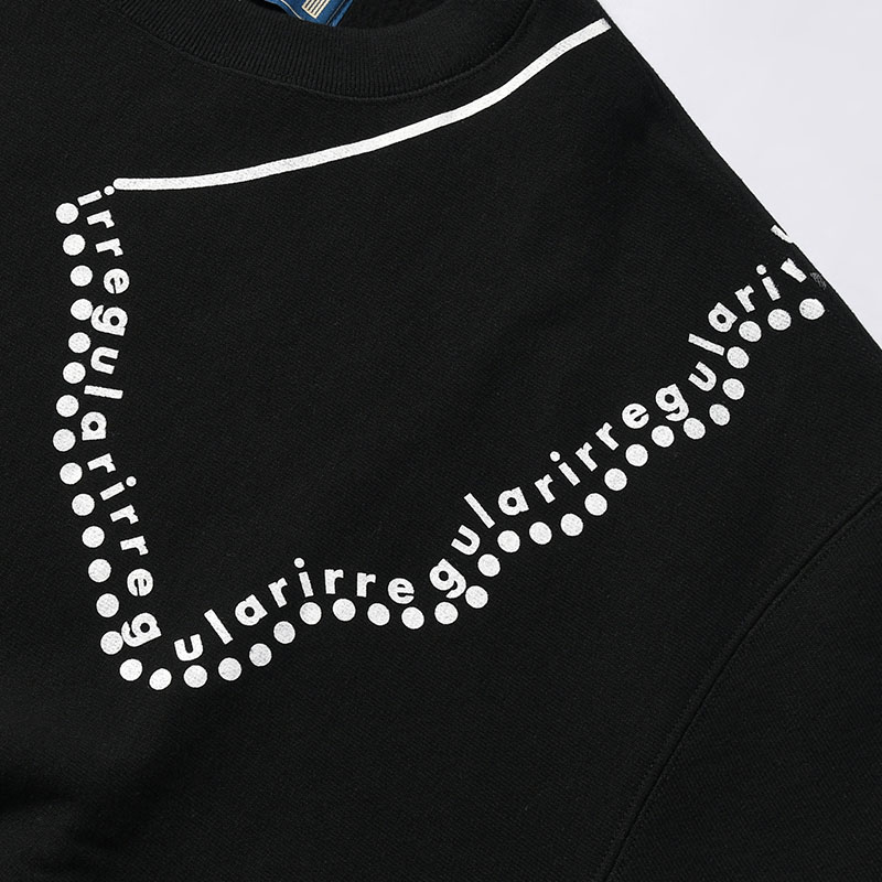 irregular CREW SWEAT short -BLACK-