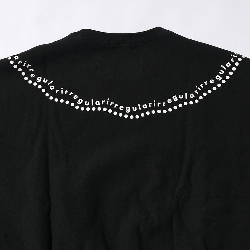 irregular CREW SWEAT short -BLACK-