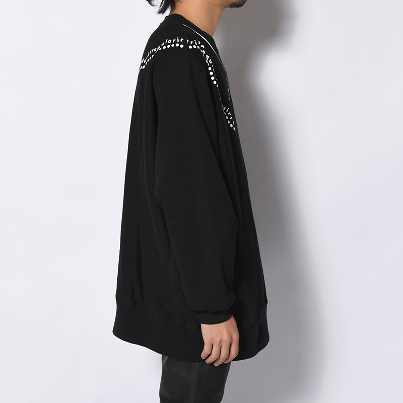 irregular CREW SWEAT tall -BLACK-