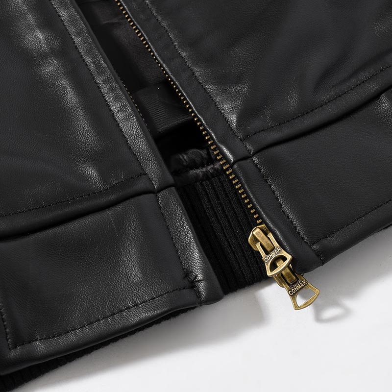 LAMBSKIN LEATHER PARKA -BLACK-