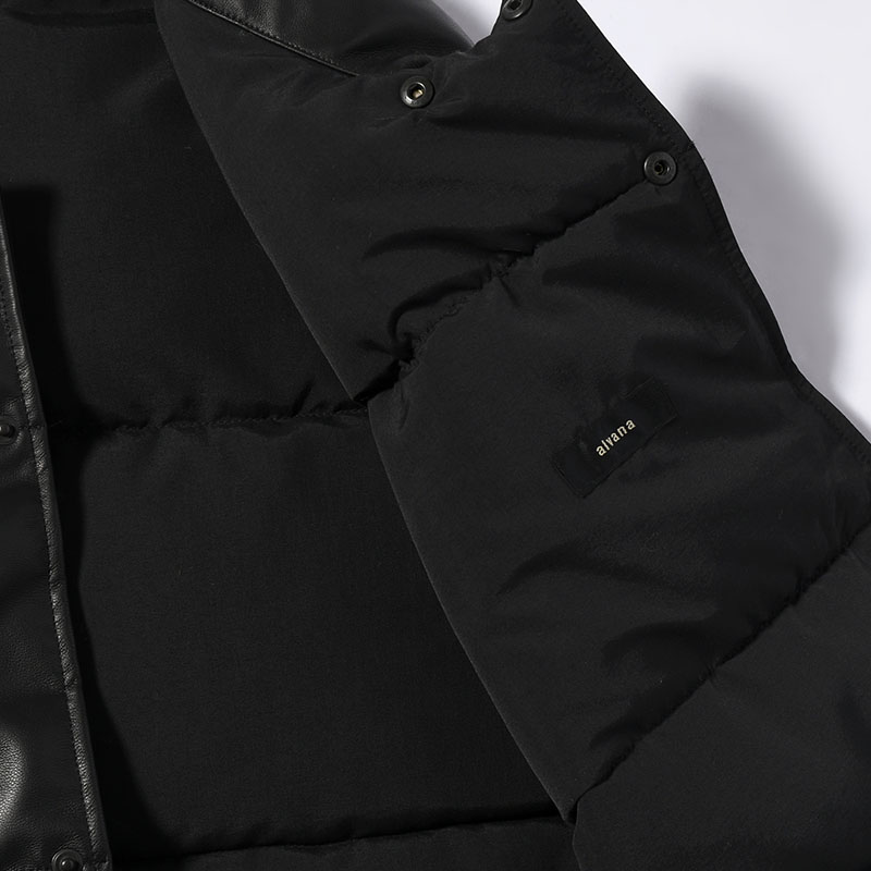 SHEEP LEATHER DOWN VEST -BLACK-