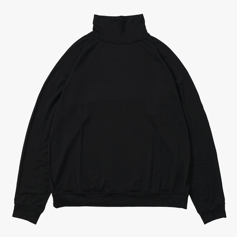 WOOL TURTLE L/S SWEAT TEE SHIRTS -BLACK-
