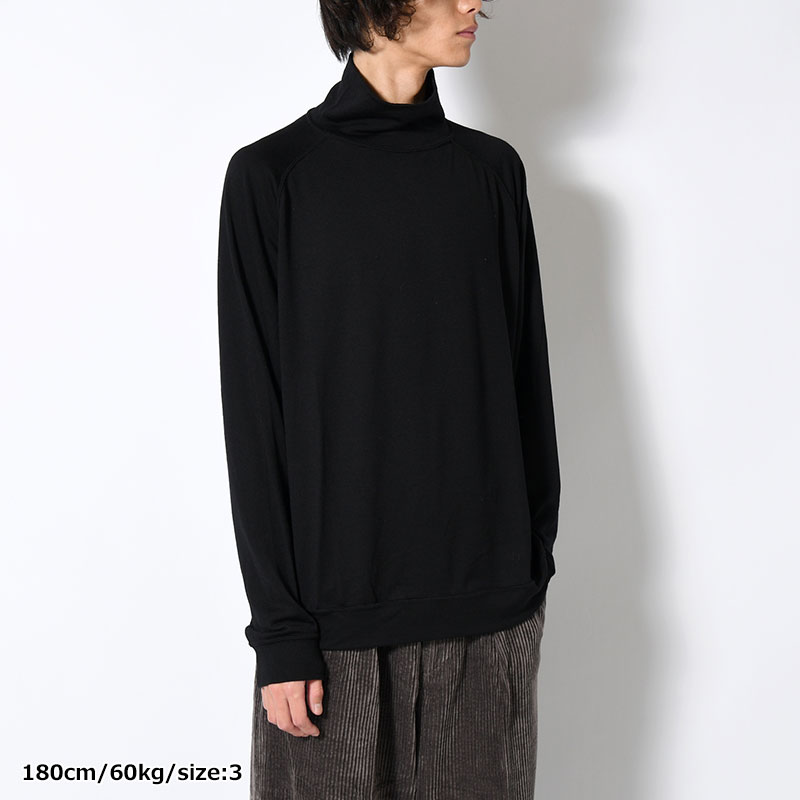 WOOL TURTLE L/S SWEAT TEE SHIRTS -BLACK-