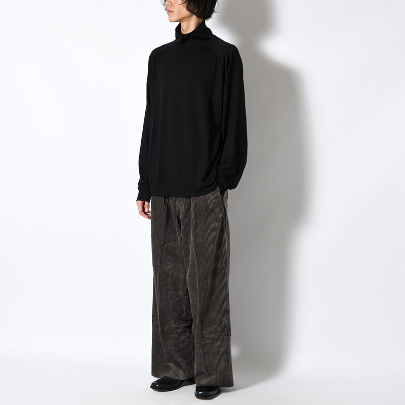 WOOL TURTLE L/S SWEAT TEE SHIRTS -BLACK-