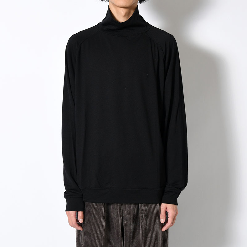 WOOL TURTLE L/S SWEAT TEE SHIRTS -BLACK-