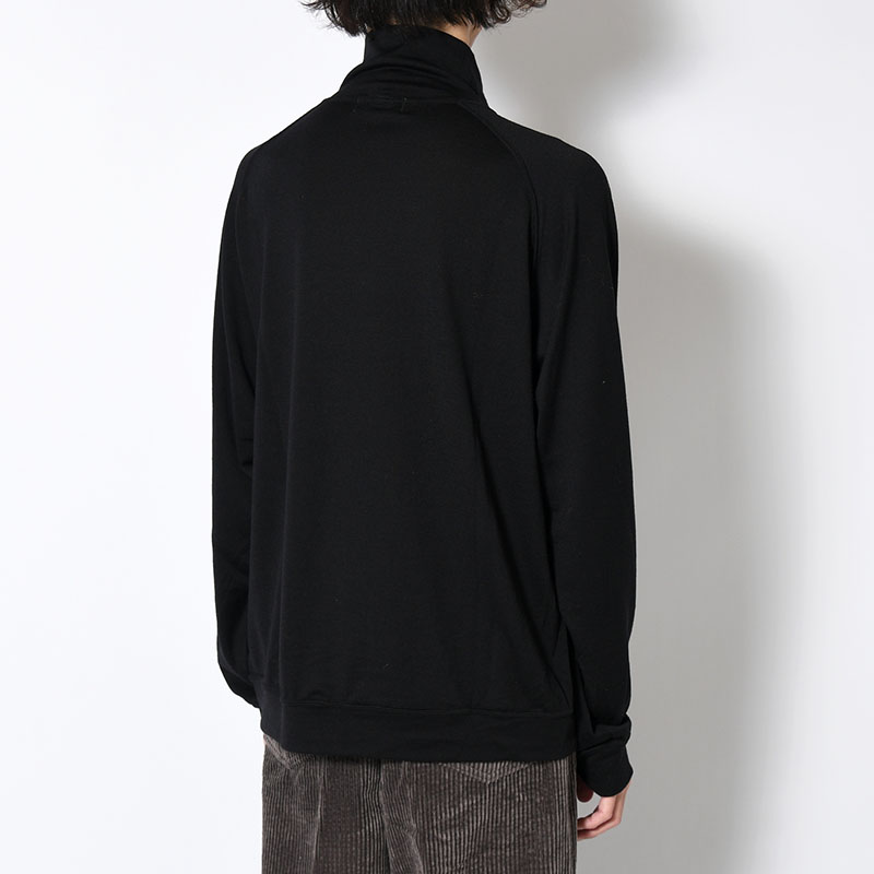 WOOL TURTLE L/S SWEAT TEE SHIRTS -BLACK-