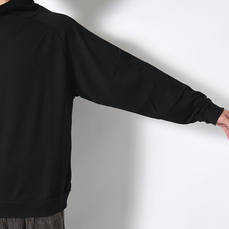 WOOL TURTLE L/S SWEAT TEE SHIRTS -BLACK-