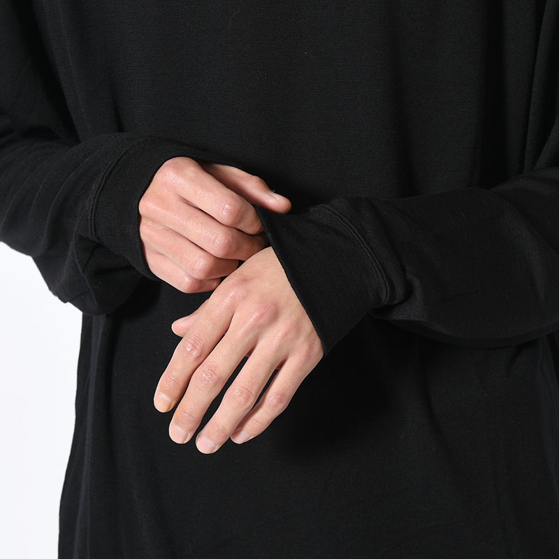 WOOL TURTLE L/S SWEAT TEE SHIRTS -BLACK-