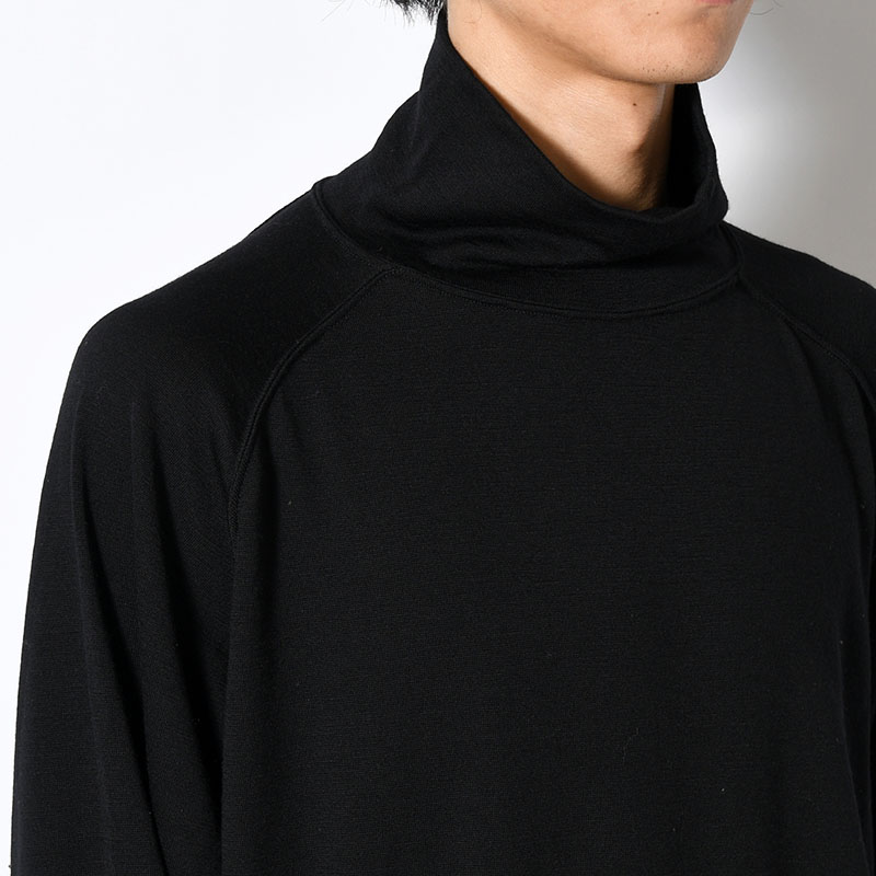 WOOL TURTLE L/S SWEAT TEE SHIRTS -BLACK-