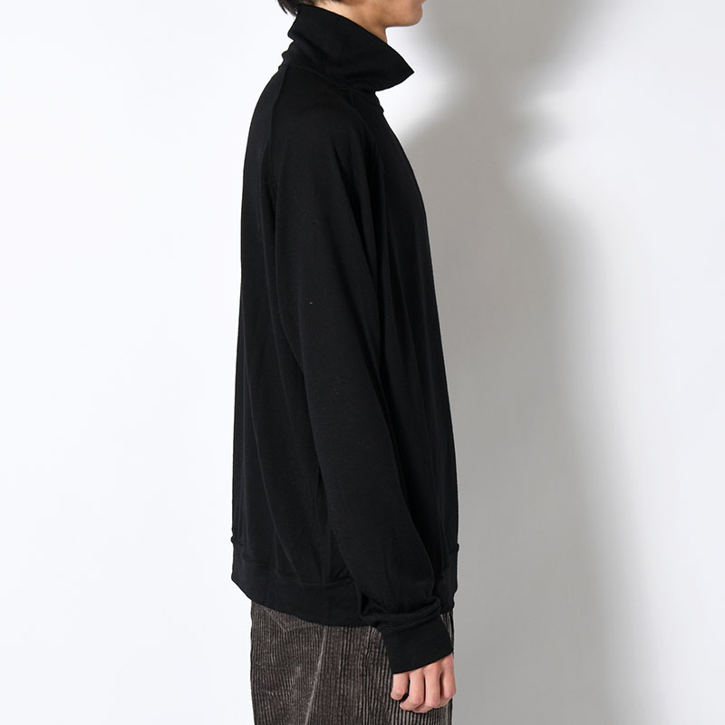 WOOL TURTLE L/S SWEAT TEE SHIRTS -BLACK-