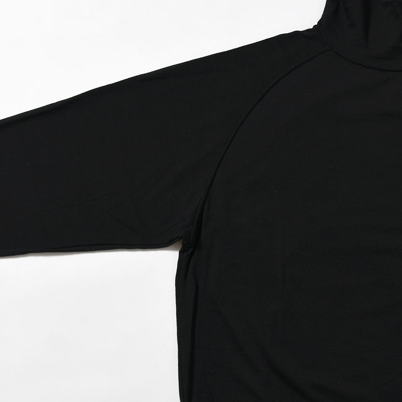 WOOL TURTLE L/S SWEAT TEE SHIRTS -BLACK-