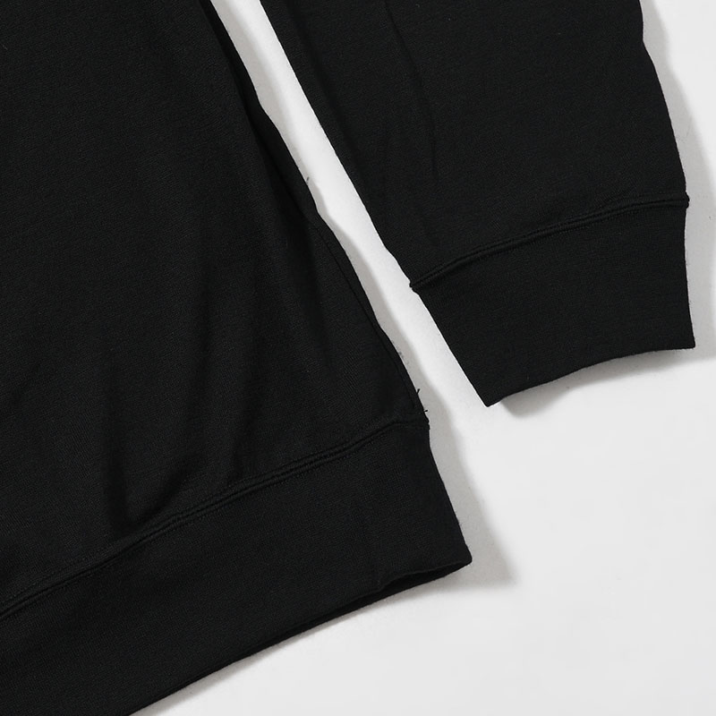 WOOL TURTLE L/S SWEAT TEE SHIRTS -BLACK-