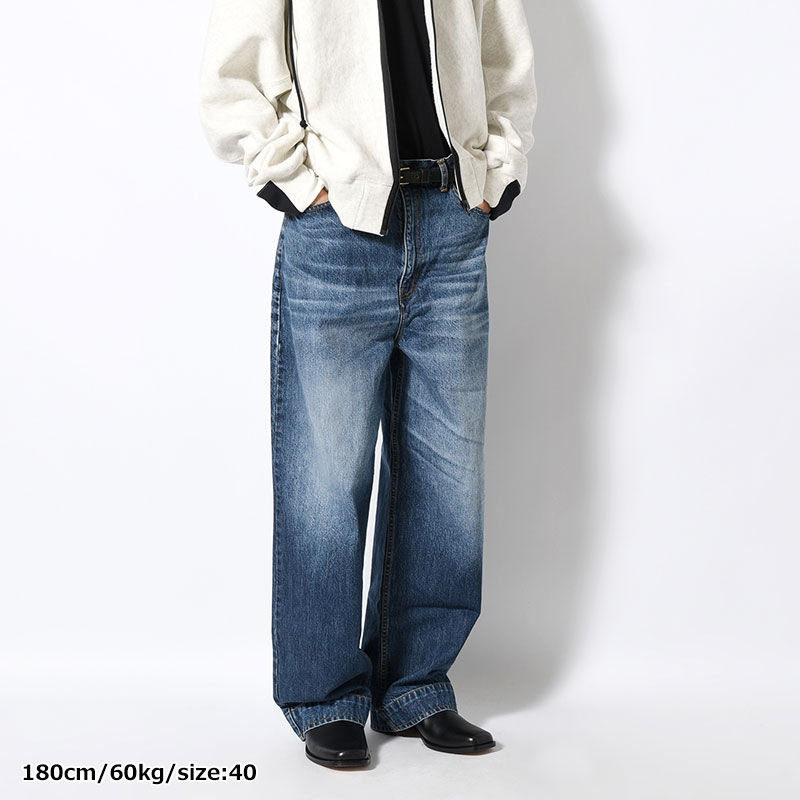 WIDE TAPARED DENIM -BLUE-