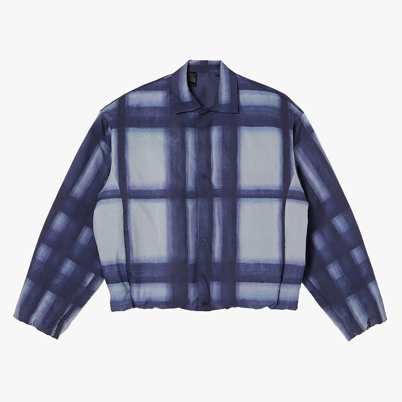 SHORT COLLAR JACKET -BLUE CHECK-