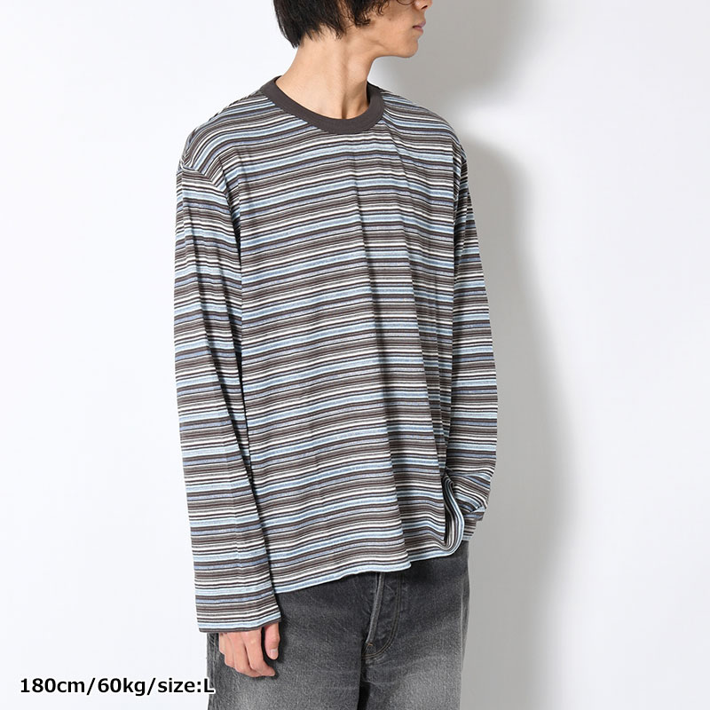 ROMY MULTI STRIPE LONG SLEEVE T-SHIRT -BROWN-