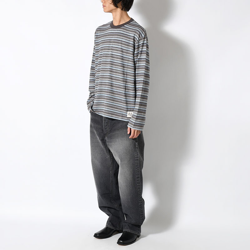 ROMY MULTI STRIPE LONG SLEEVE T-SHIRT -BROWN-