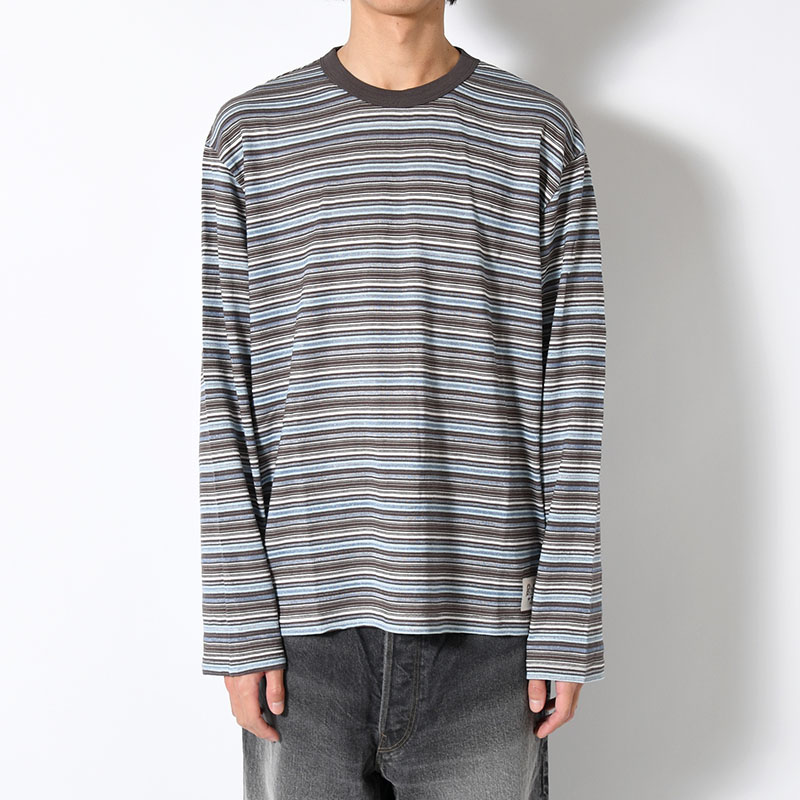 ROMY MULTI STRIPE LONG SLEEVE T-SHIRT -BROWN-