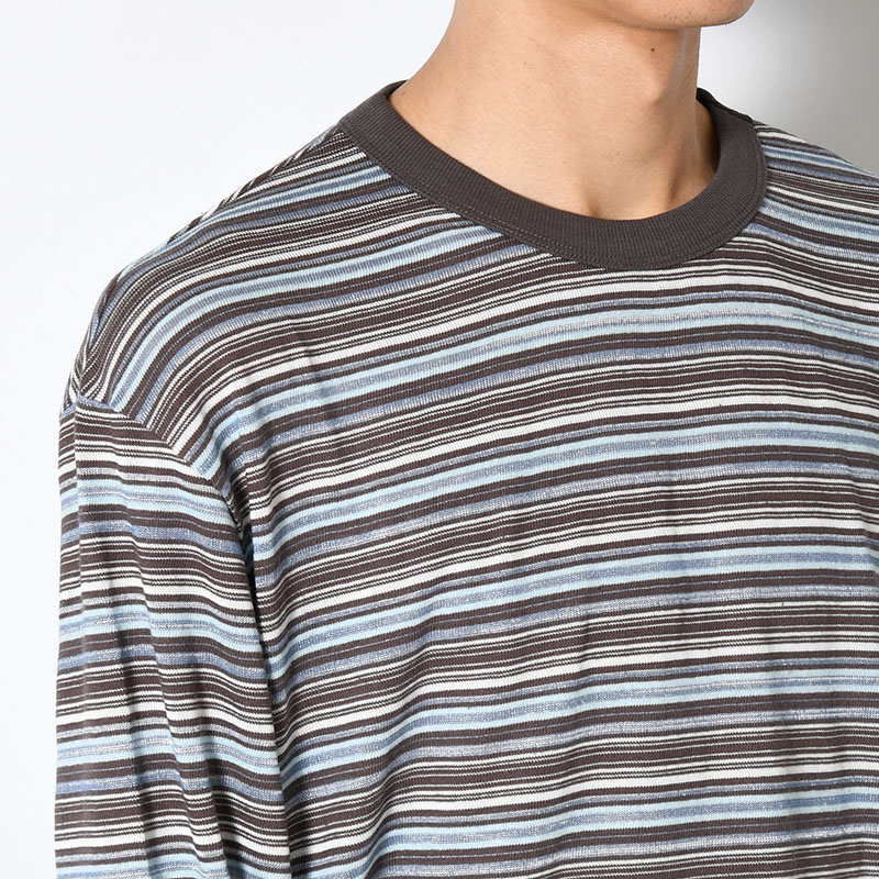 ROMY MULTI STRIPE LONG SLEEVE T-SHIRT -BROWN-