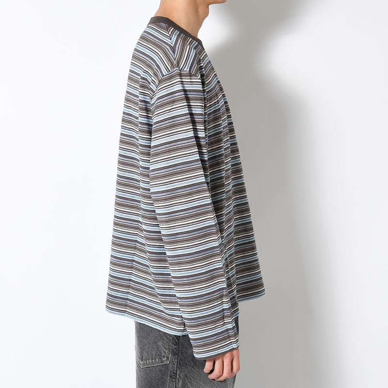 ROMY MULTI STRIPE LONG SLEEVE T-SHIRT -BROWN-