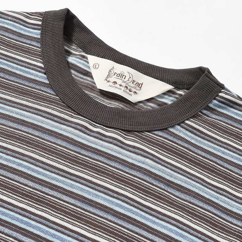 ROMY MULTI STRIPE LONG SLEEVE T-SHIRT -BROWN-